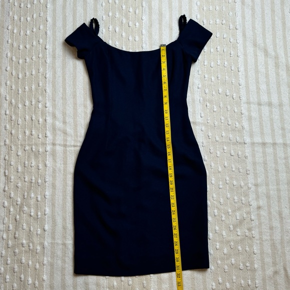 Vera Wang vintage navy knee length off the shoulder cocktail dress size 10 - Picture 5 of 10